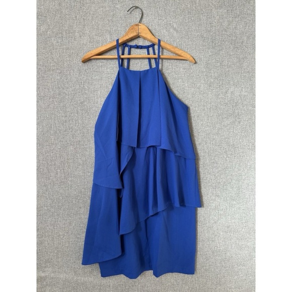 Adelyn Rae Ruffled‎ Layer Dress Cobalt Blue Women's Medium